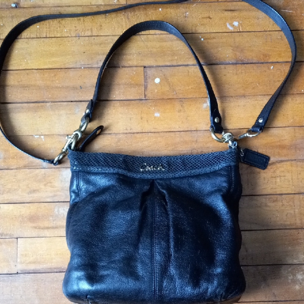 Coach Black Leather Snake Skin Crossbody